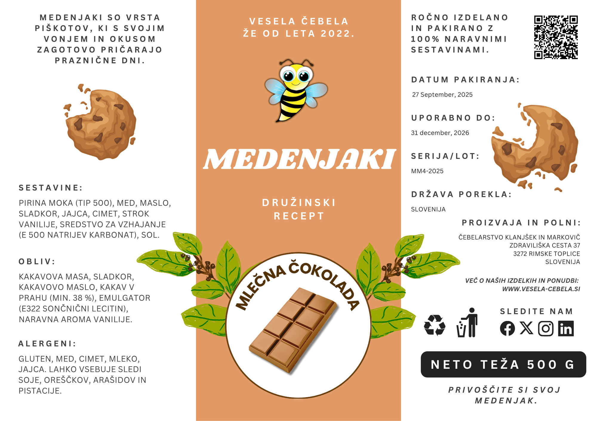 Medenjaki - Mlečna čokolada 500 g